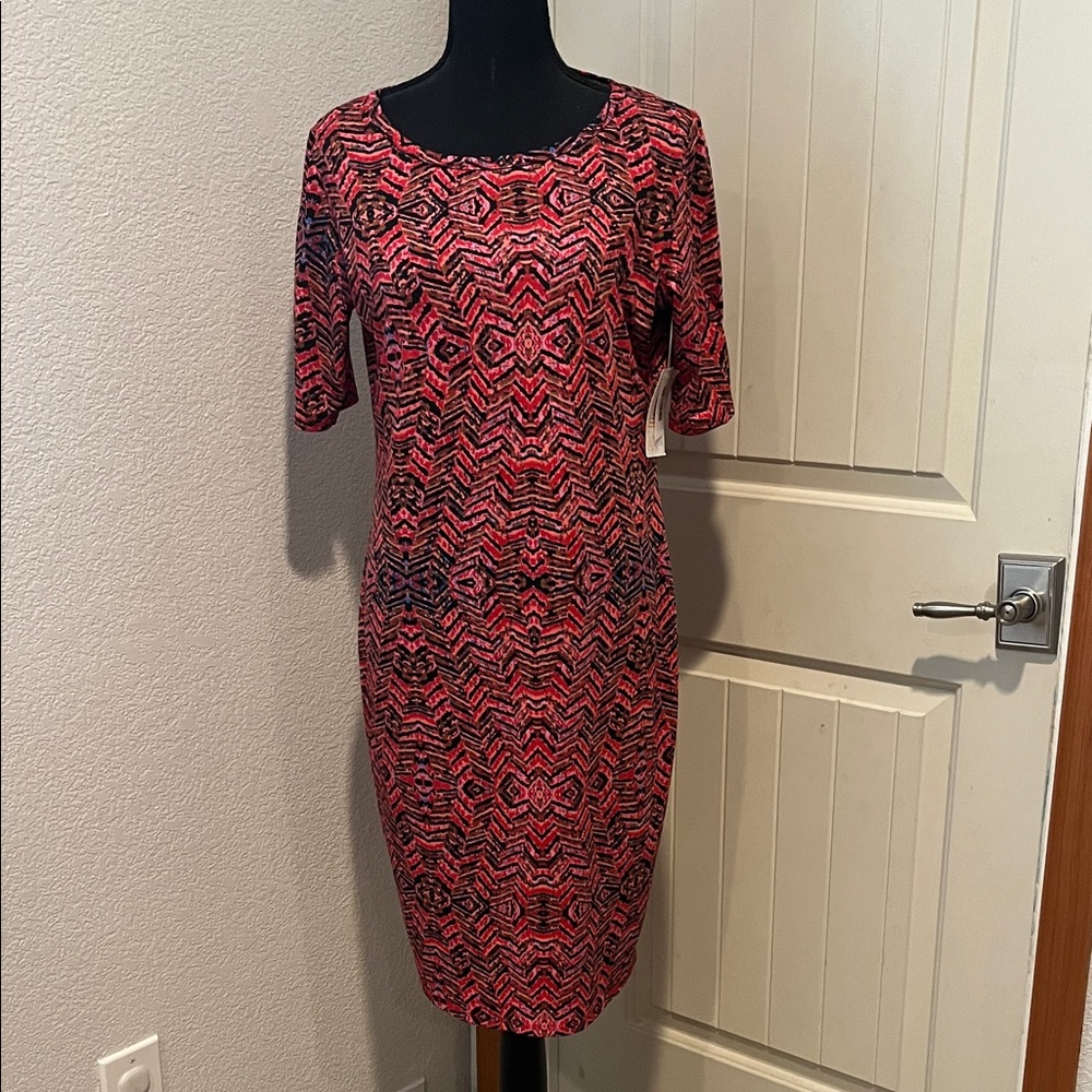 LuLaRoe Women's Red and Black Geometric Midi Dress